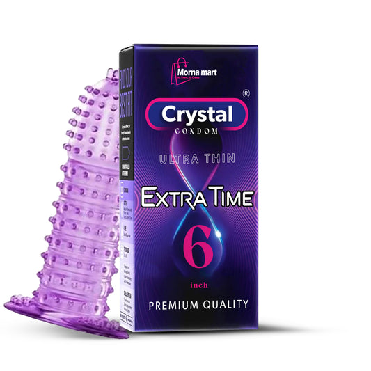 Crystal Condom Extra Time 6 Inch – Ultra Thin Textured Silicone Sleeve by Morna Mart