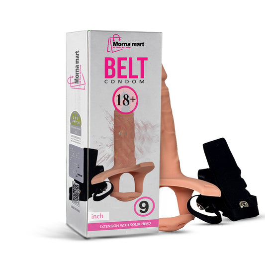 Belt Condom 9 Inch – Silicone Extension Sleeve with Solid Head by Morna Mart