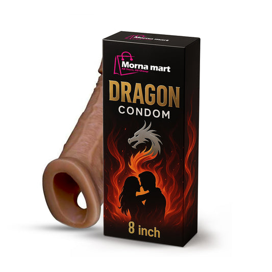Dragon Condom 8 Inch – Brown Silicone Reusable Extension Sleeve by Morna Mart