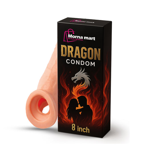 Dragon Condom 8 Inch – Skin Color Silicone Reusable Extension Sleeve by Morna Mart