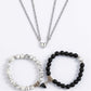 Morna Mart Magnetic Couple Heart Necklace and Natural Stone Bracelet Set