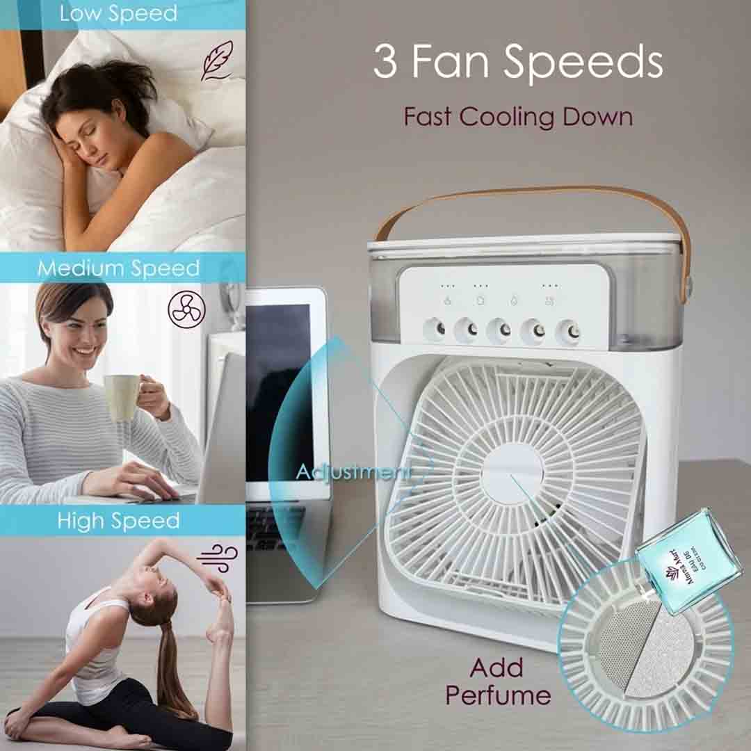 mini table fan with mist spray