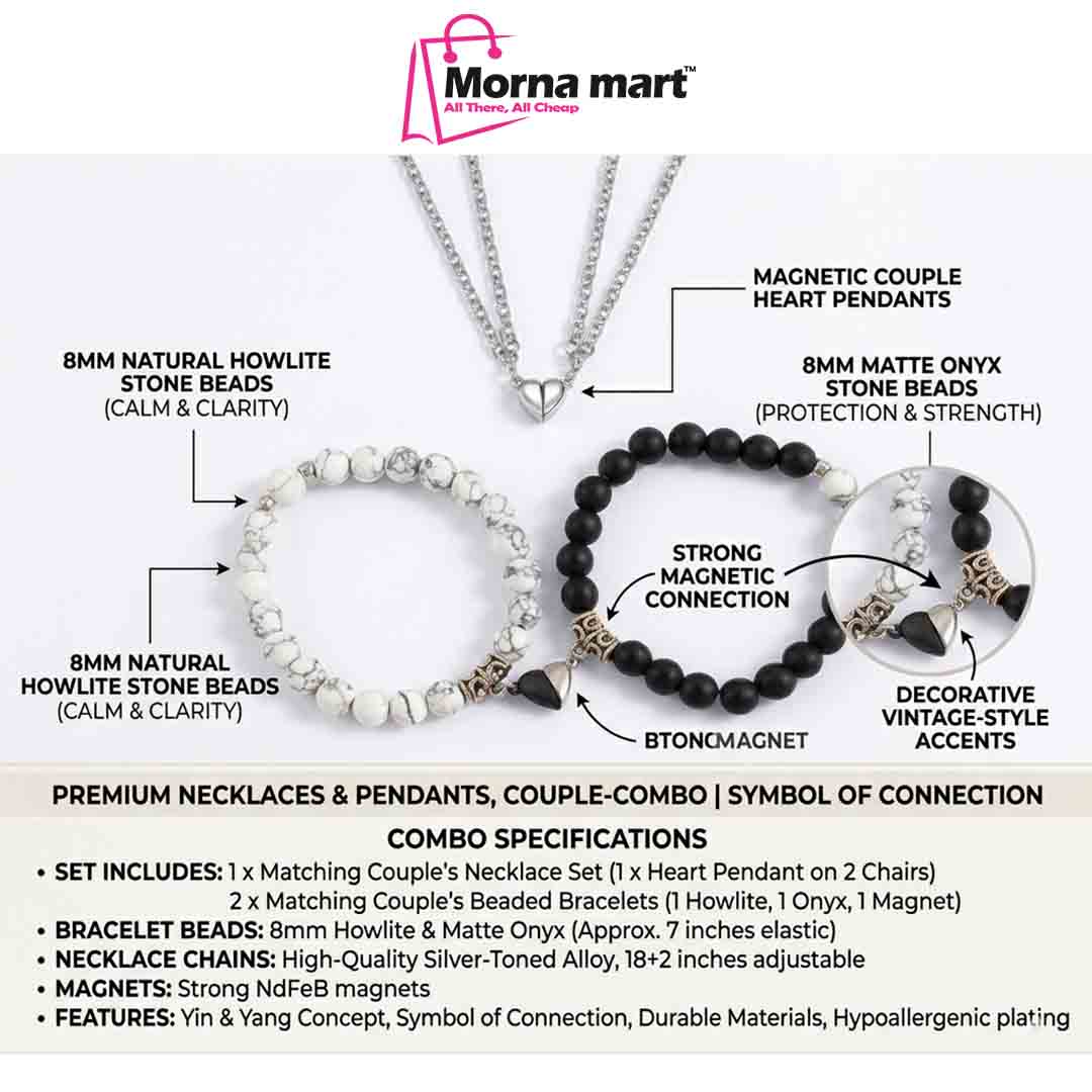 black white bead couple bracelet