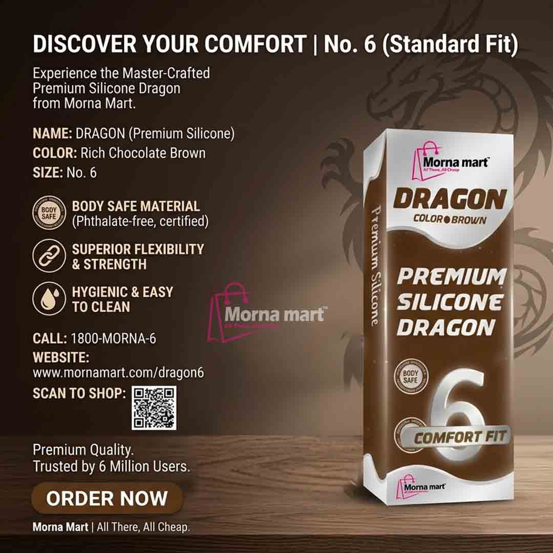 Morna Mart Dragon Silicone Sleeve No. 6 Comfort Fit Brown | Premium Body-Safe Silicone Sleeve