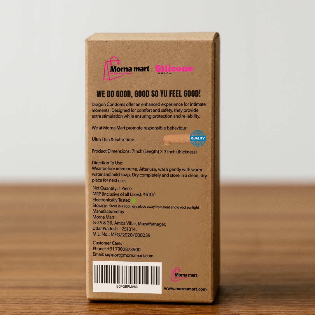 Morna Mart Dragon 7 Inch Reusable Silicone Sleeve for Men | Premium Intimate Wellness Product