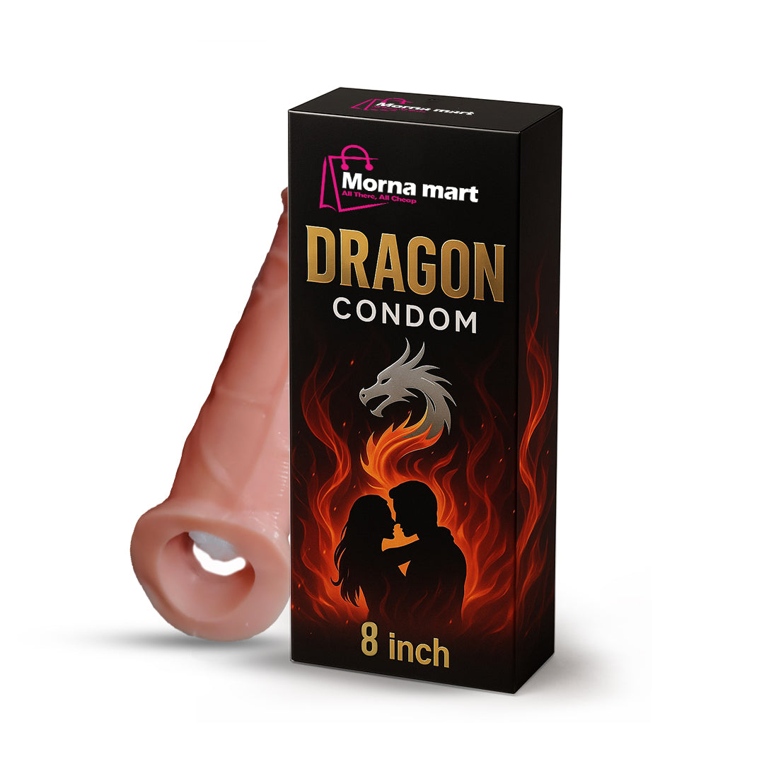 Dragon Condom 8 Inch – Light Pink Silicone Reusable Extension Sleeve by Morna Mart