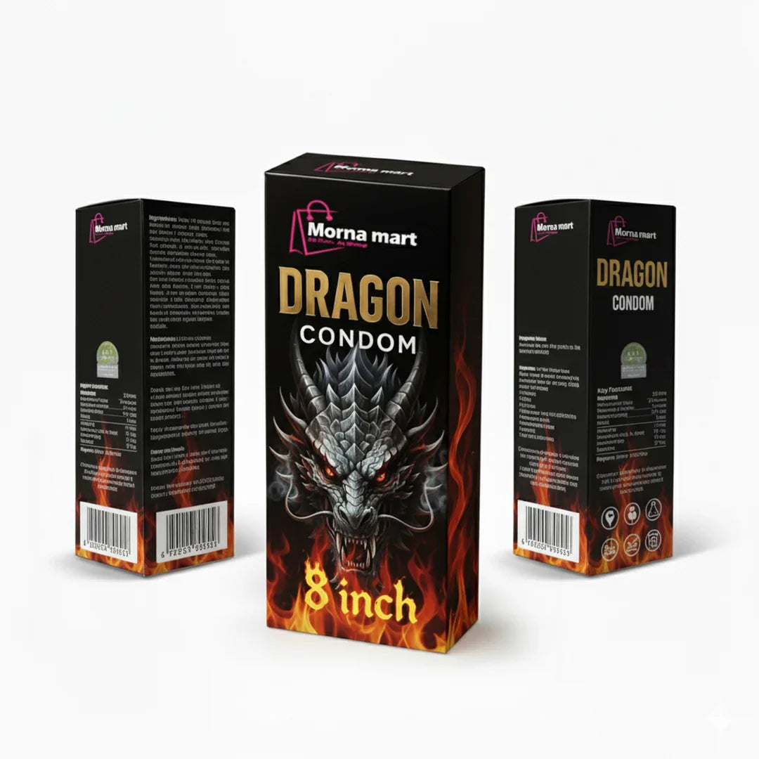 Morna Mart DRAGON Silicone Condom Sleeve – 8 Inch Fire Edition (Premium Silicone)