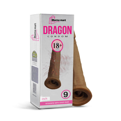 Dragon Condom 9 In Brown – Silicone Extension Sleeve with Solid Head | Morna Mart