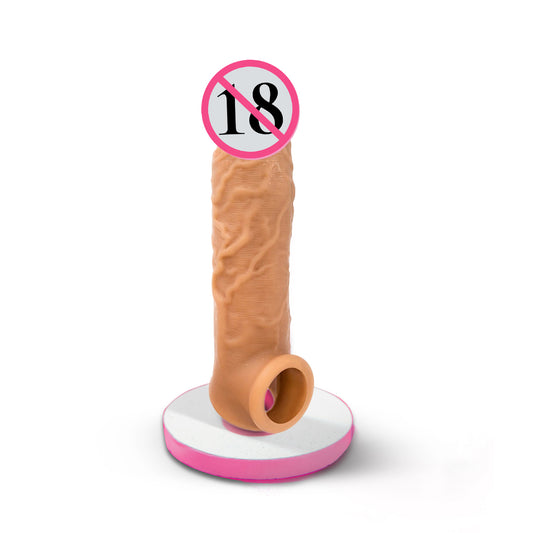 Dragon Fit 6 Inch Reusable Silicone Condom Sleeve on White Background – Morna Mart
