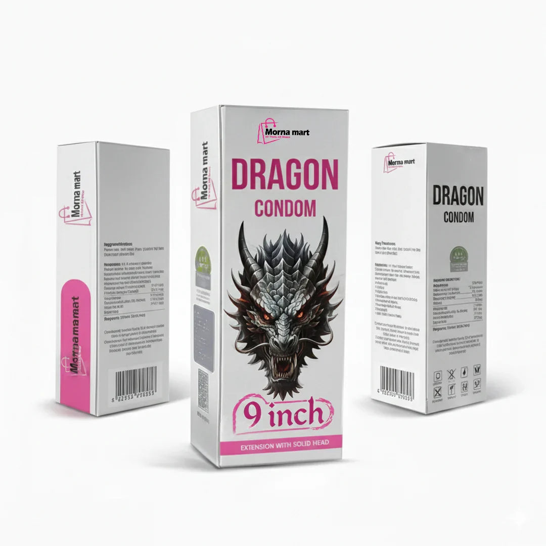 Morna Mart DRAGON Silicone Condom Sleeve – 9 Inch Solid Head Extension